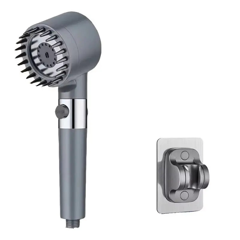 Three-Speed Adjustable Portable Showerhead with Massage Feature and Filter