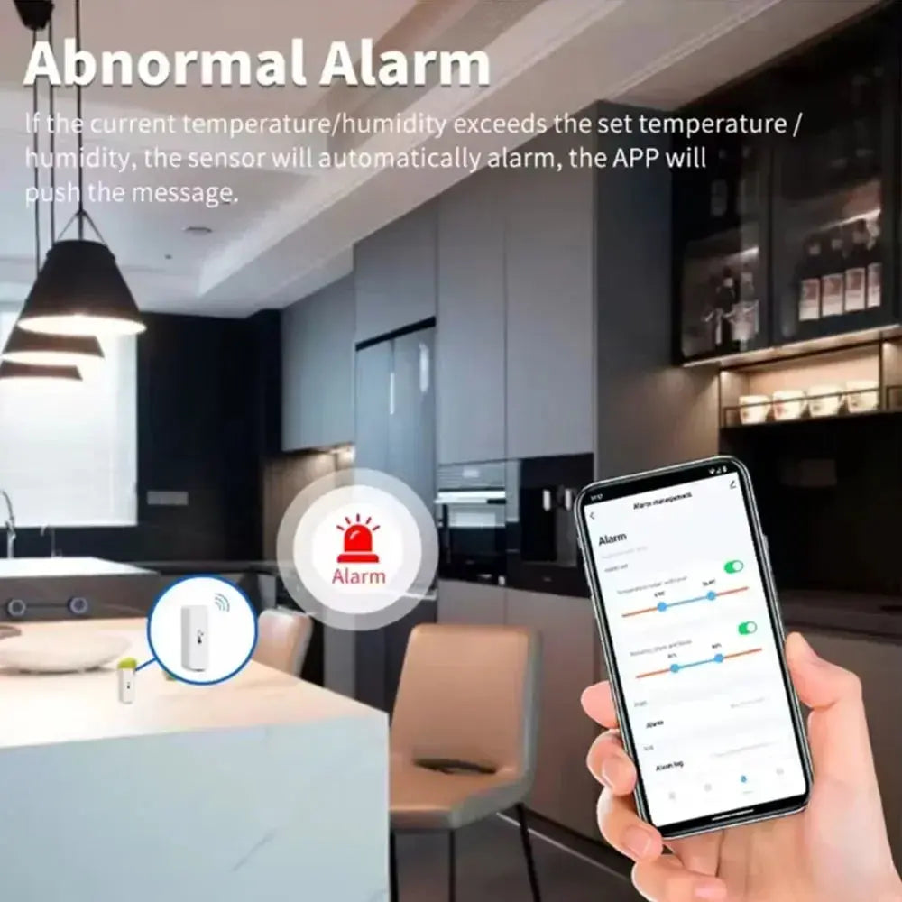 Tuya Zigbee Smart Temperature and Humidity Sensor with App Control and Remote Alarm