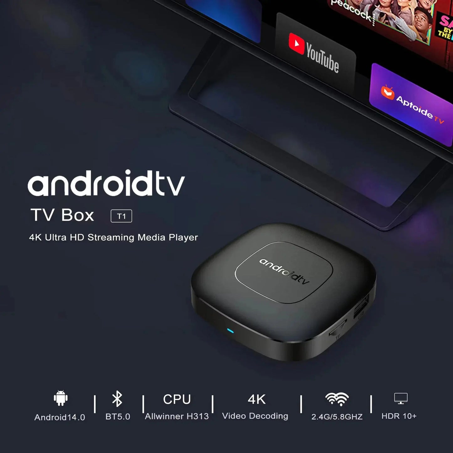 Android 13 Smart Home Theater TV Box with Allwinner H313, Google Assistant, Netflix Streaming, Bluetooth Media Player, 2GB RAM, 16GB Storage