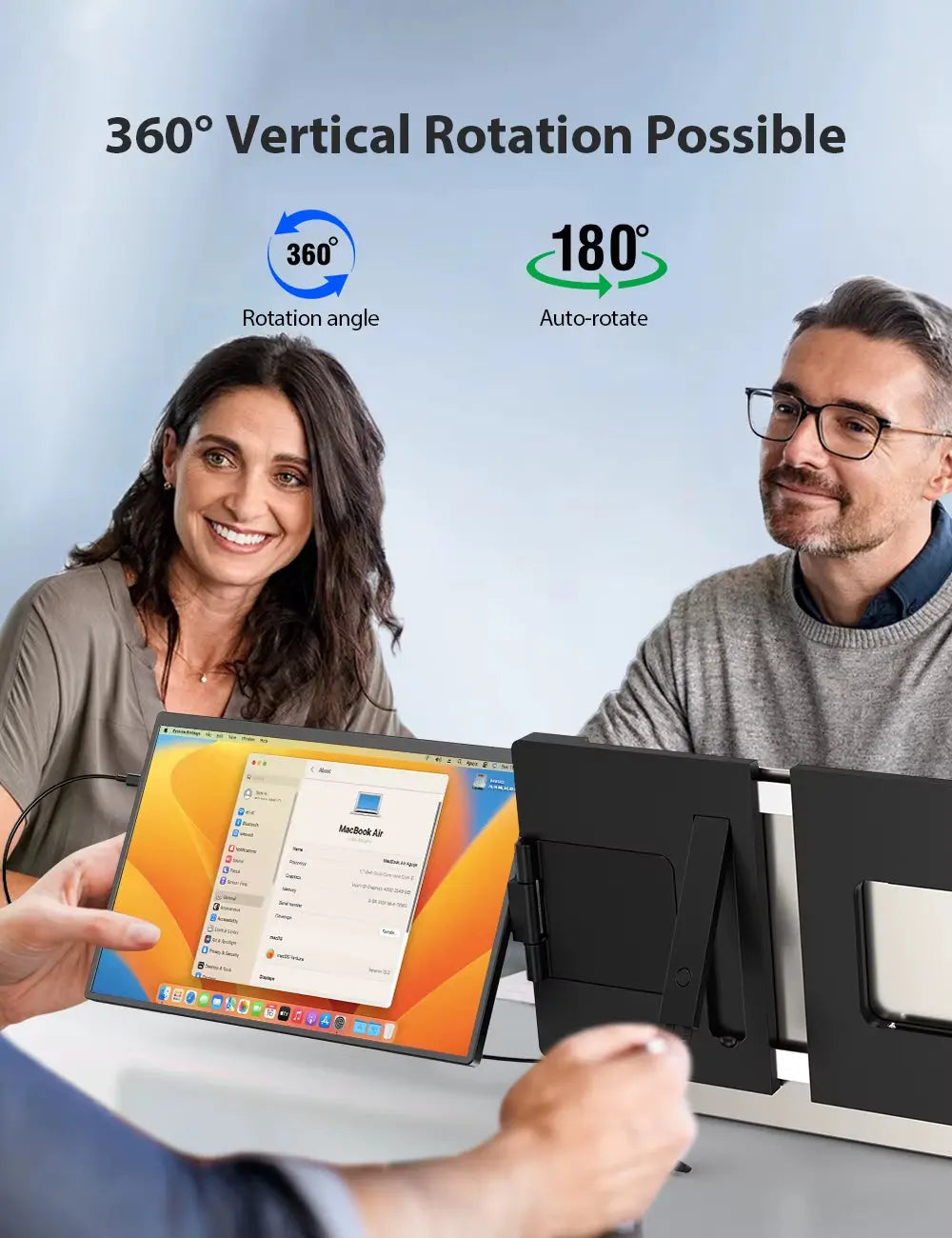 14" Portable Triple Monitor Laptop Screen Extender with QHD 2K IPS Display for Mac, Windows, and Chrome (Fits 13-17 Inch Laptops)