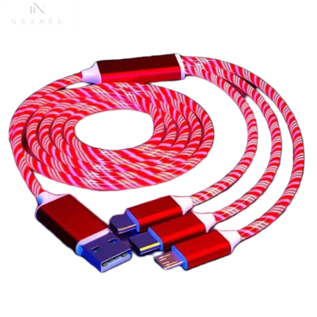3-in-1 LED Glow Charging Cable Micro USB and Type-C Nexara Living