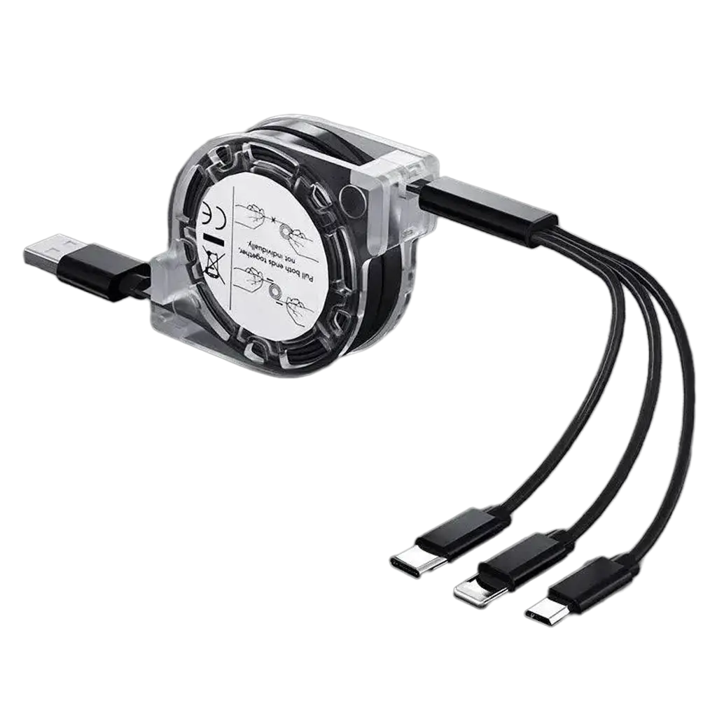 3-in-1 Telescopic USB Cable for Apple, Type-C, and Android Devices Nexara Living
