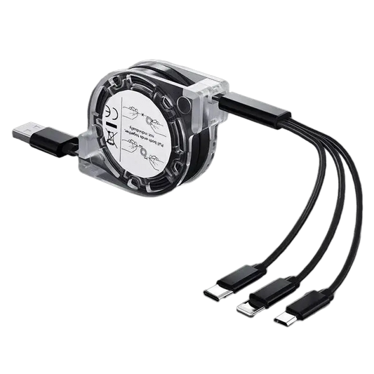 3-in-1 Telescopic USB Cable for Apple, Type-C, and Android Devices Nexara Living