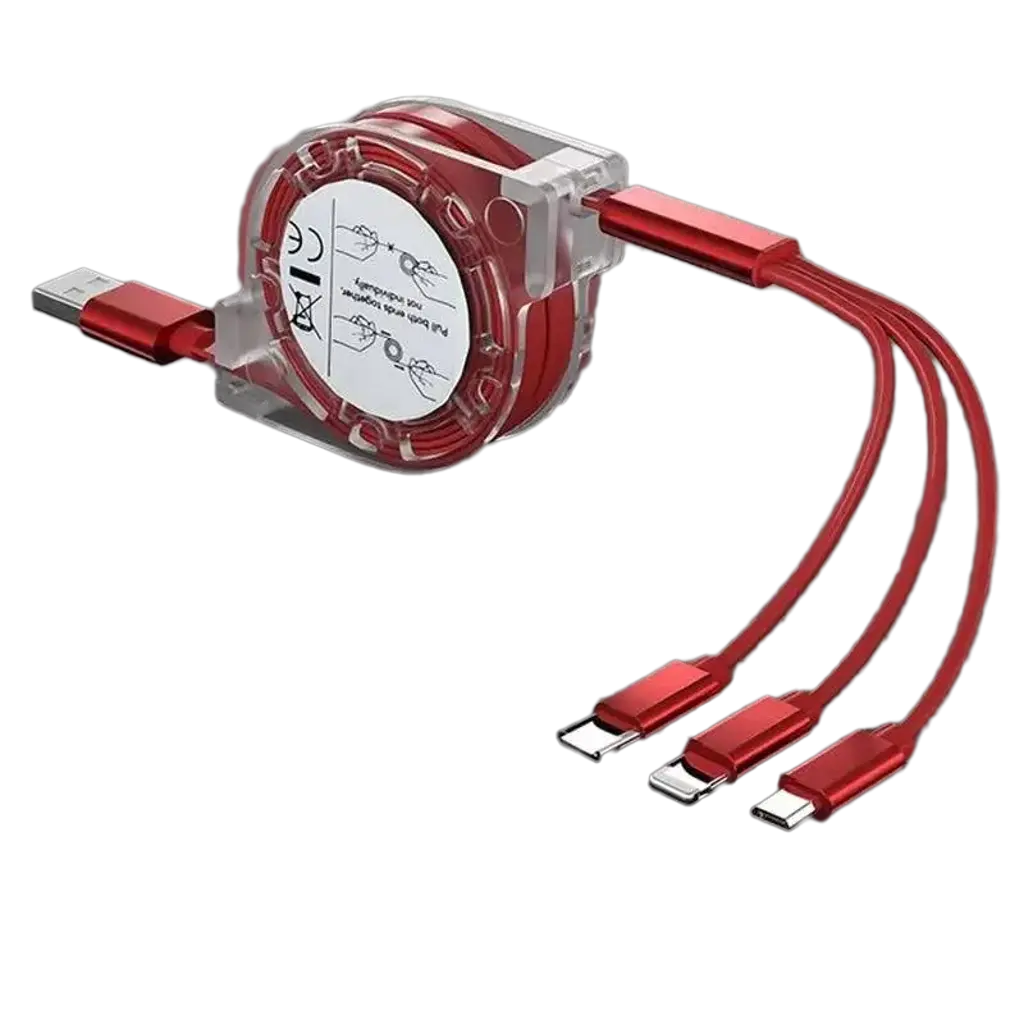 3-in-1 Telescopic USB Cable for Apple, Type-C, and Android Devices Nexara Living