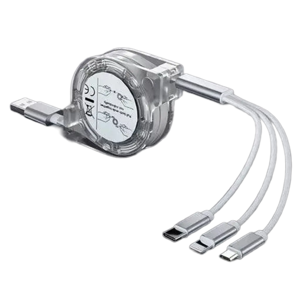 3-in-1 Telescopic USB Cable for Apple, Type-C, and Android Devices Nexara Living