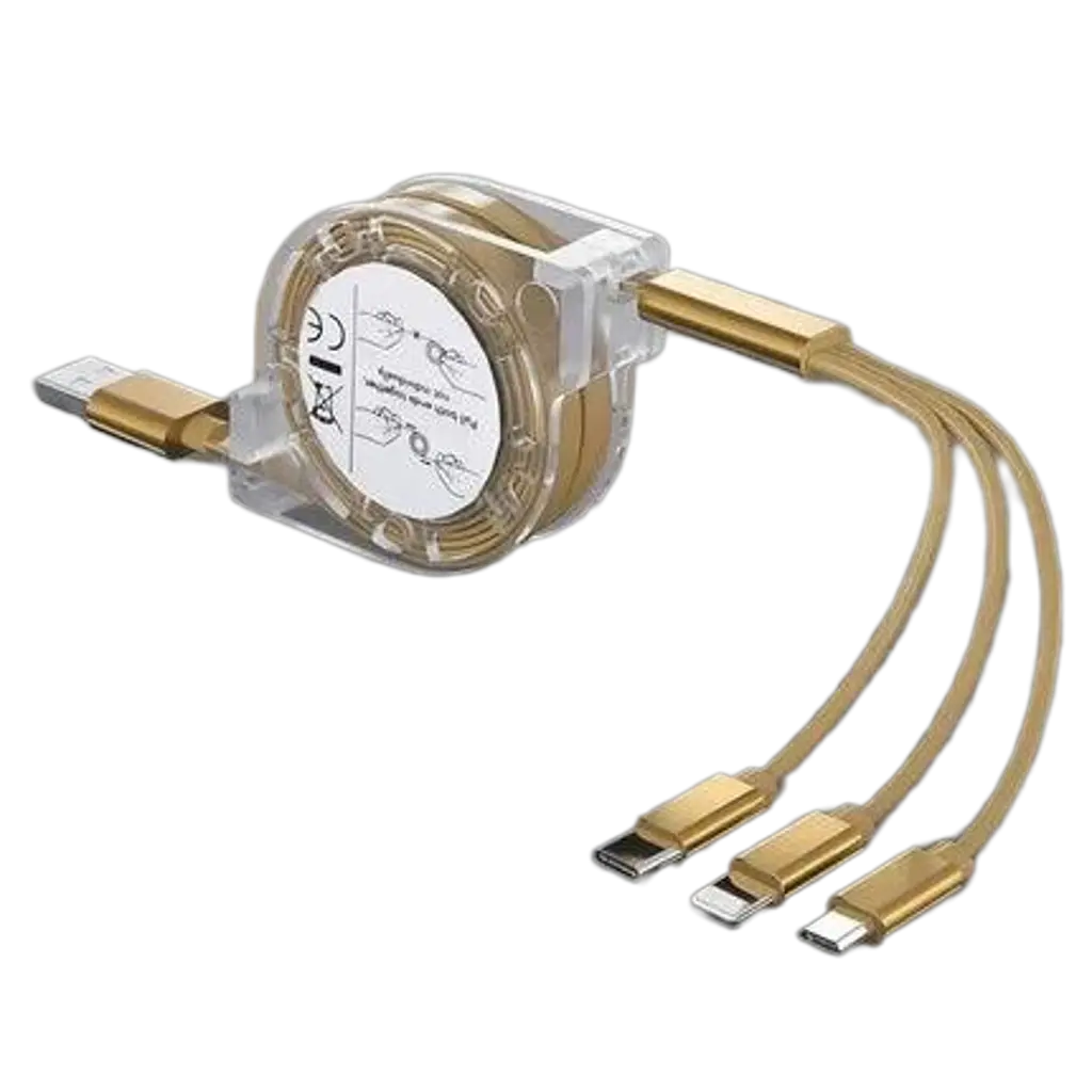3-in-1 Telescopic USB Cable for Apple, Type-C, and Android Devices Nexara Living