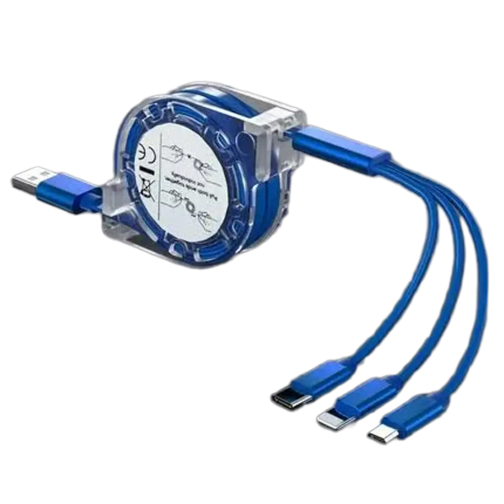 3-in-1 Telescopic USB Cable for Apple, Type-C, and Android Devices Nexara Living