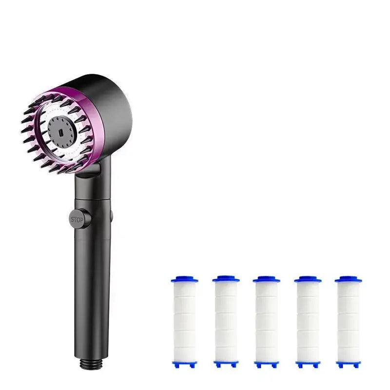 Three-Speed Adjustable Portable Showerhead with Massage Feature and Filter