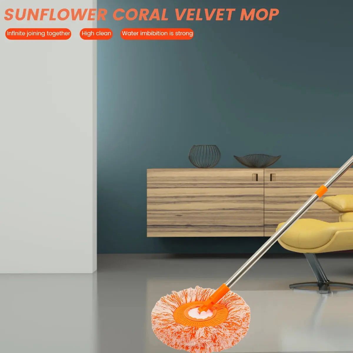 Adjustable Chenille Magic Mop with 4 Heads