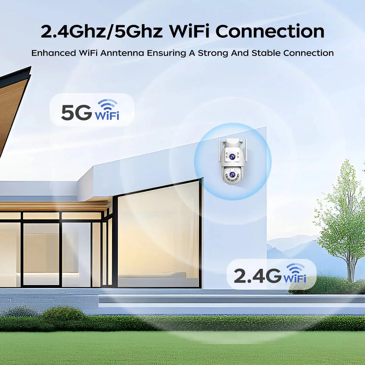 Jooan 4K 8MP HD Outdoor PTZ Security Camera with 5G WiFi, Dual Lens, 5X Zoom, AI Tracking