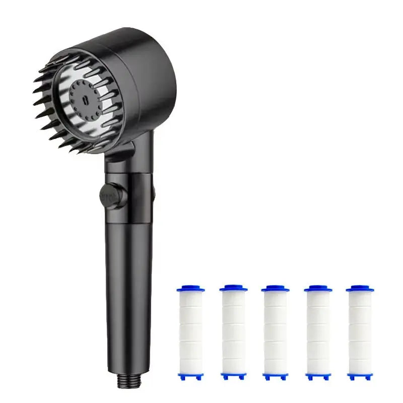 Three-Speed Adjustable Portable Showerhead with Massage Feature and Filter