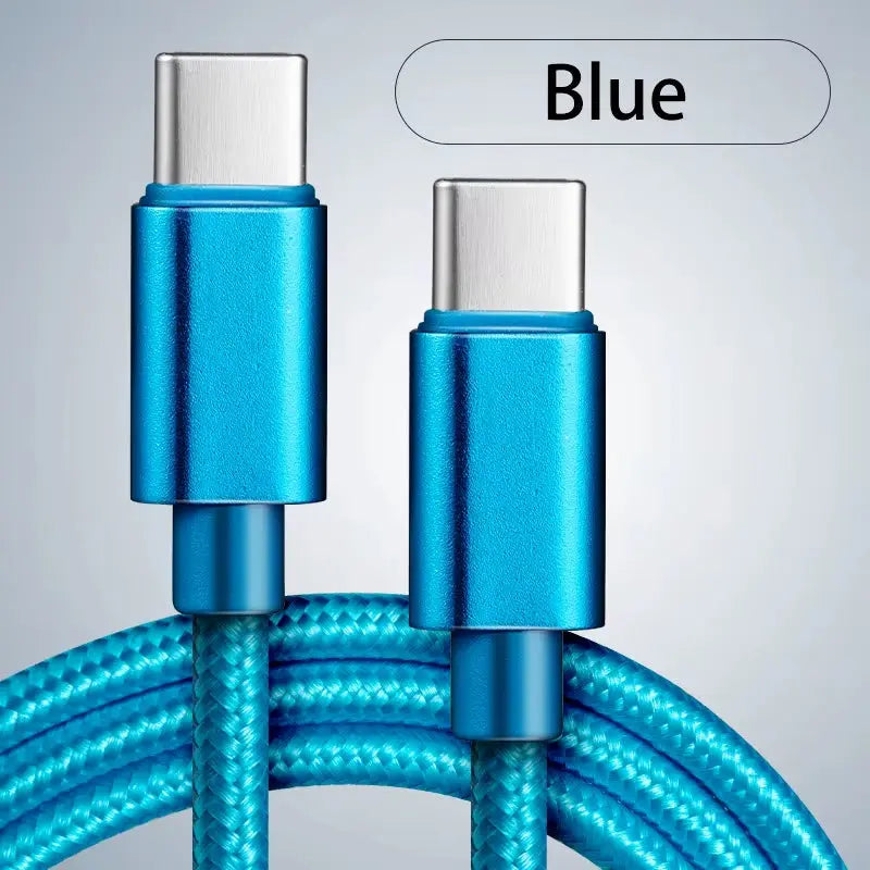 66W 5A Nylon USB Type-C to Type-C Fast Charging Cable for iPhone 15/16 Pro Max, Samsung S24, Xiaomi, and OPPO - Available in 1M, 2M, and 3M Lengths