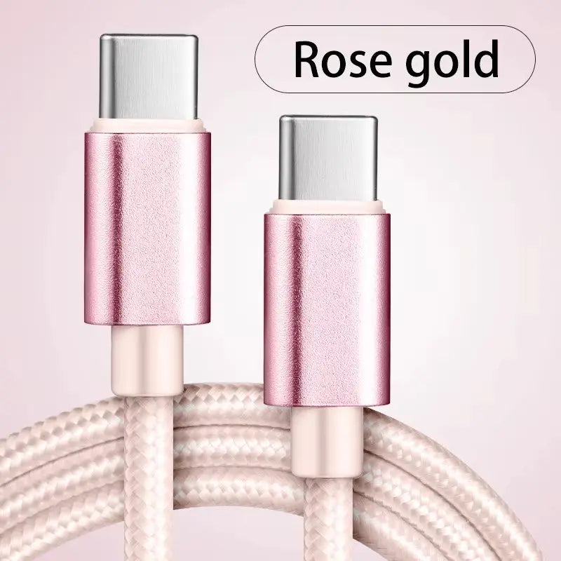66W 5A Nylon USB Type-C to Type-C Fast Charging Cable for iPhone 15/16 Pro Max, Samsung S24, Xiaomi, and OPPO - Available in 1M, 2M, and 3M Lengths