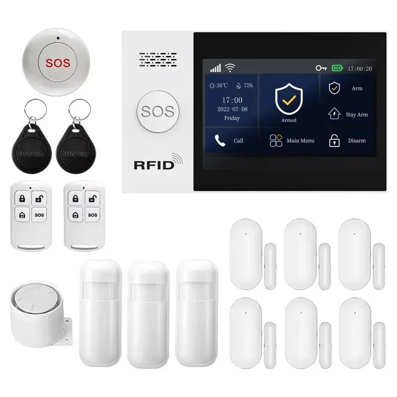 WiFi 4G Tuya Smart Life Home Security Alarm System Kit with Alexa Integration and Motion Detection Sensors
