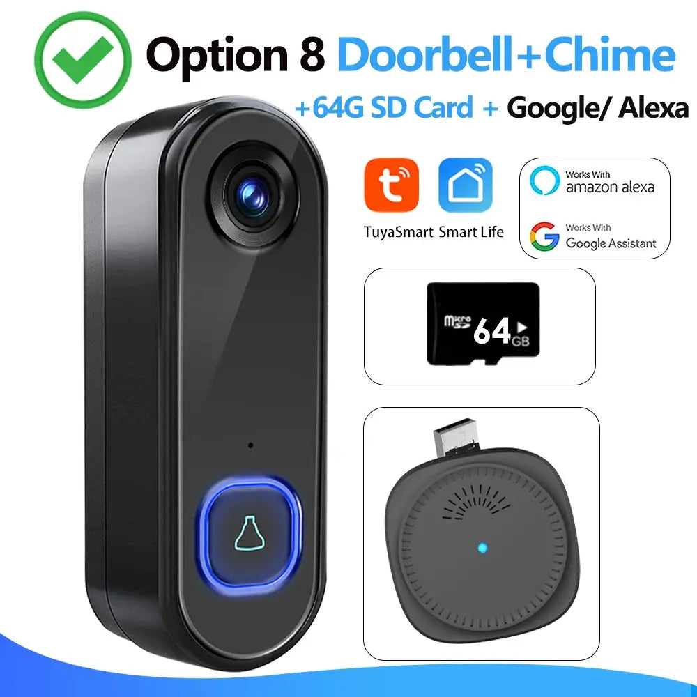 TUYA Wireless Outdoor Video Doorbell Camera with 1080P Resolution