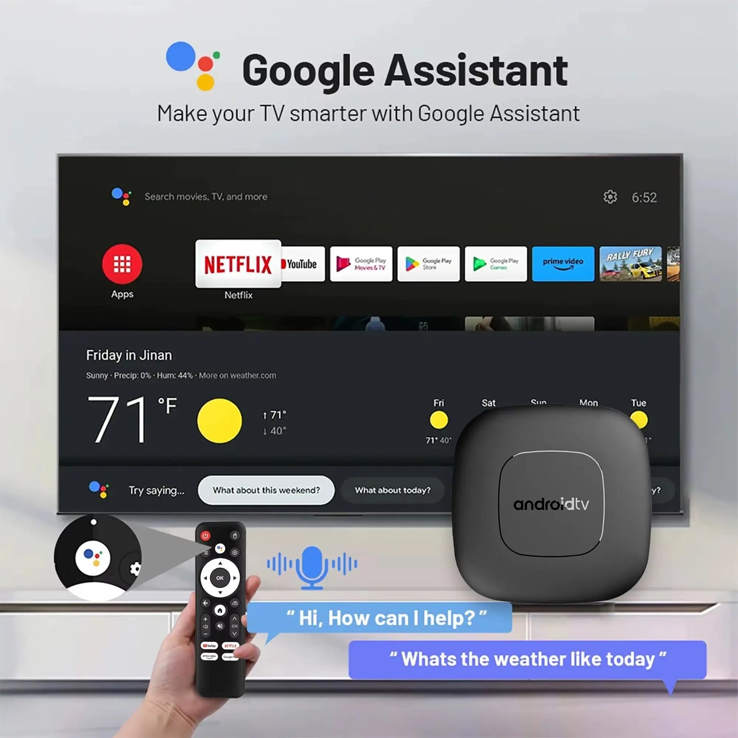 Android 13 Smart Home Theater TV Box with Allwinner H313, Google Assistant, Netflix Streaming, Bluetooth Media Player, 2GB RAM, 16GB Storage