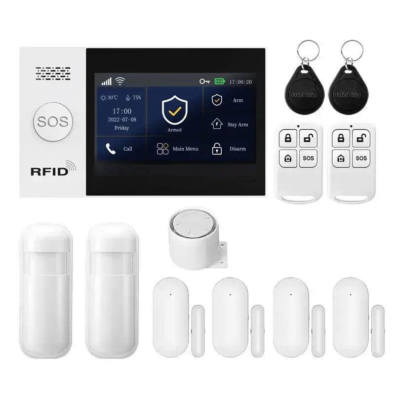 WiFi 4G Tuya Smart Life Home Security Alarm System Kit with Alexa Integration and Motion Detection Sensors