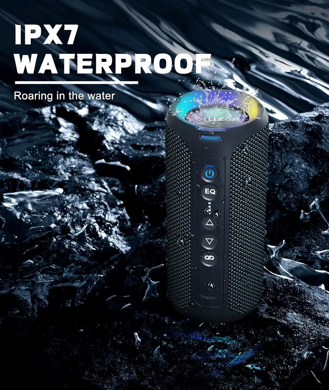 40W Portable Bluetooth Speakers with Enhanced Bass, 30-Hour Battery Life, IP7 Waterproof Rating
