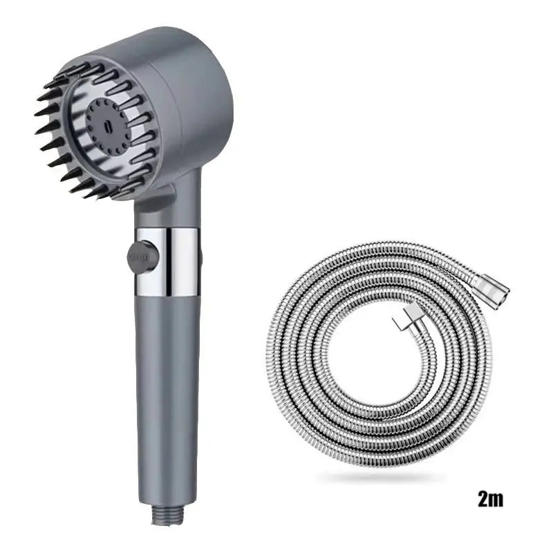 Three-Speed Adjustable Portable Showerhead with Massage Feature and Filter