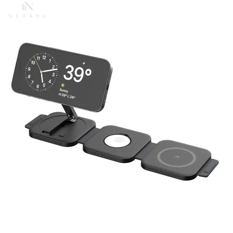 Premium Foldable 3-in-1 Magnetic Wireless Charging Station for iPhone, Apple Watch, and AirPods