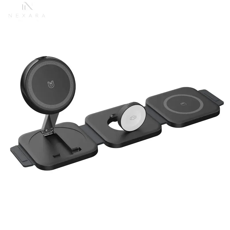Premium Foldable 3-in-1 Magnetic Wireless Charging Station for iPhone, Apple Watch, and AirPods