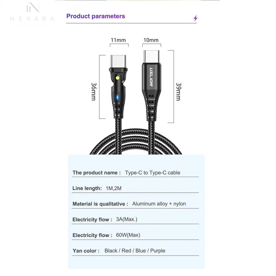 Premium USB-C to Type-C Fast Charging and Data Sync Cable for iPhone 15 and Samsung Devices - Available in 1M and 2M Lengths