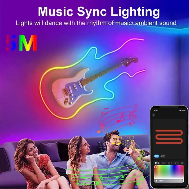 Bluetooth Neon LED Strip Lights - (1M, 2M, 3M, 5M)