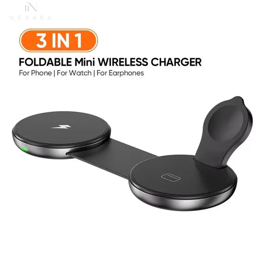Ultimate 3-in-1 Portable Foldable Mini Wireless Charger Dock for iPhone, AirPods, and Apple Watch
