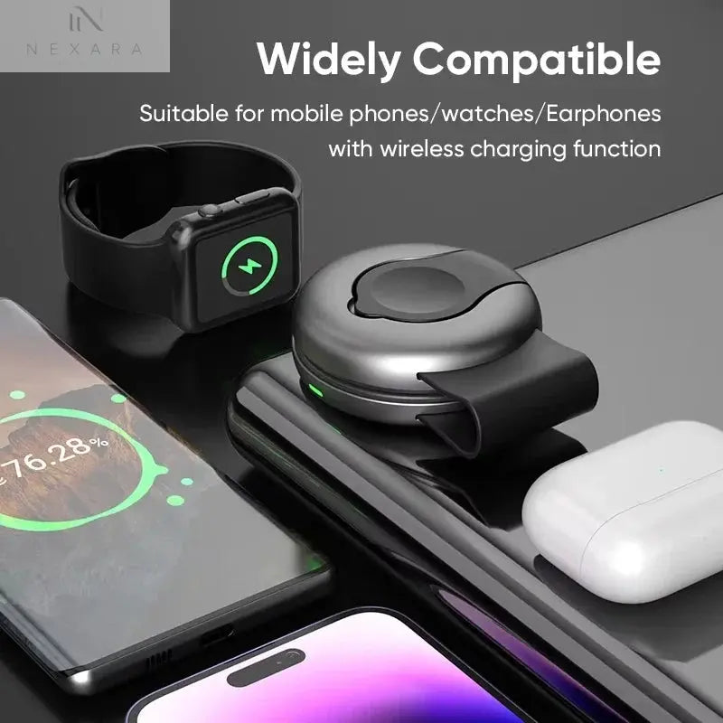 Ultimate 3-in-1 Portable Foldable Mini Wireless Charger Dock for iPhone, AirPods, and Apple Watch
