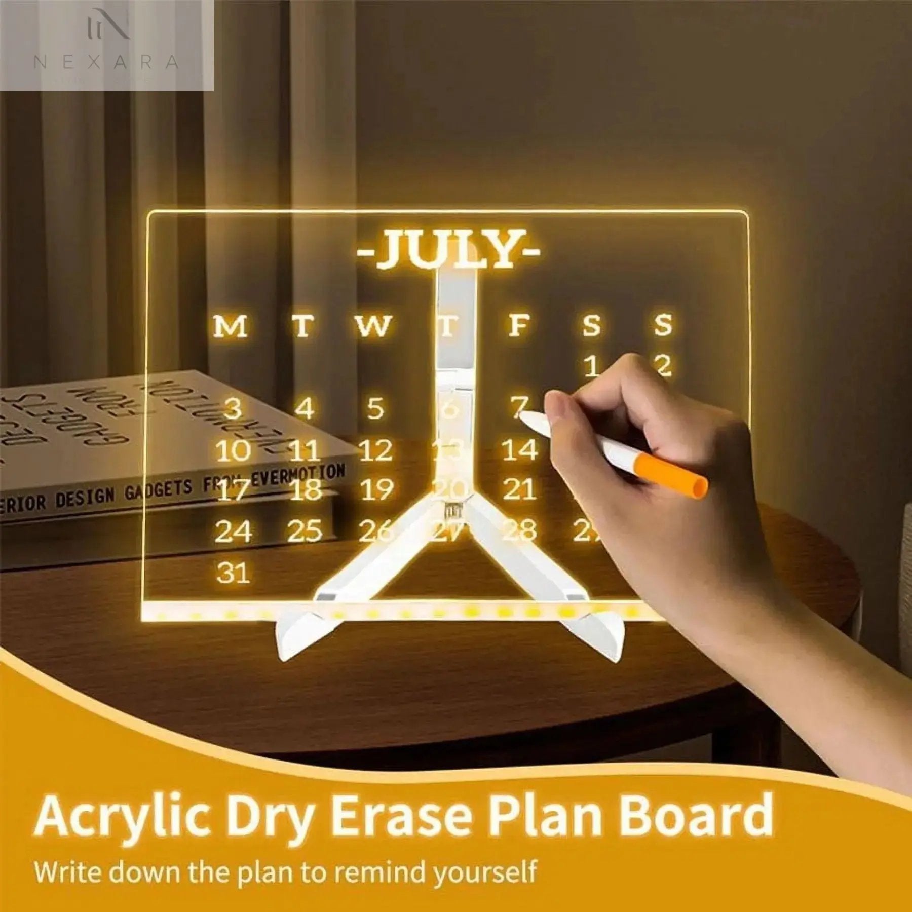 LED Note Board with Colors Light up Acrylic Message Board with 7 Pens Acrylic Dry Erase Board with Light Led Drawing Board for Ki-Ds with Stand Birthday Holidays Gifts