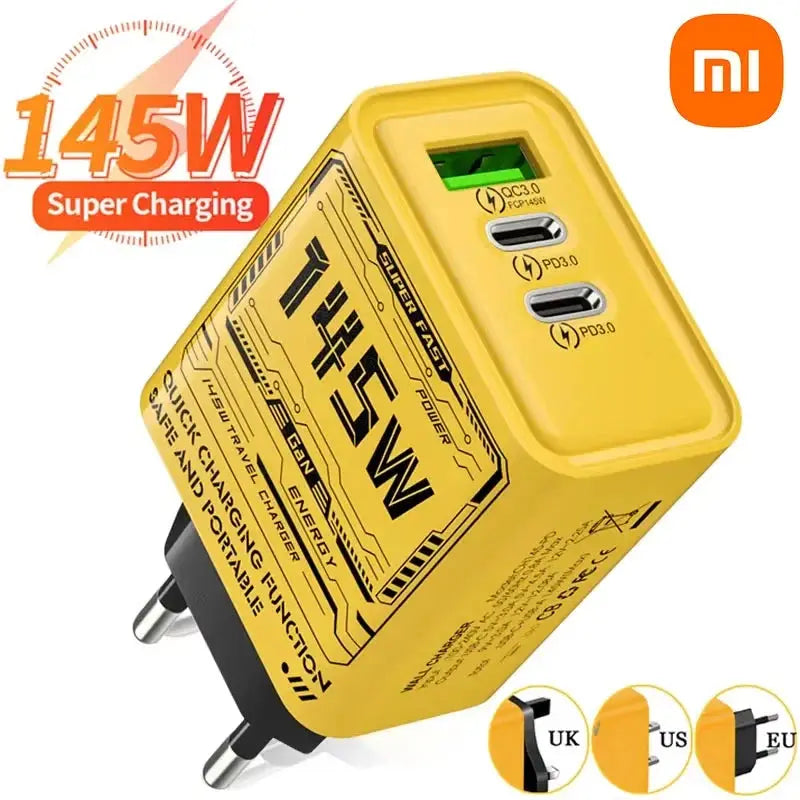Xiaomi 145W Triple Port Ultra-Fast Charging Adapter - Versatile Power Solution for Huawei, iPhone, and Samsung Devices