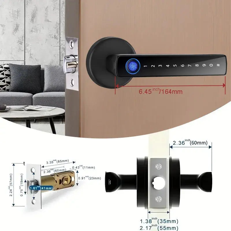 M5 Tuya BLE Fingerprint Electronic Door Lock with Password, Key, IC Card, and Smartlife/Tuya App Unlocking