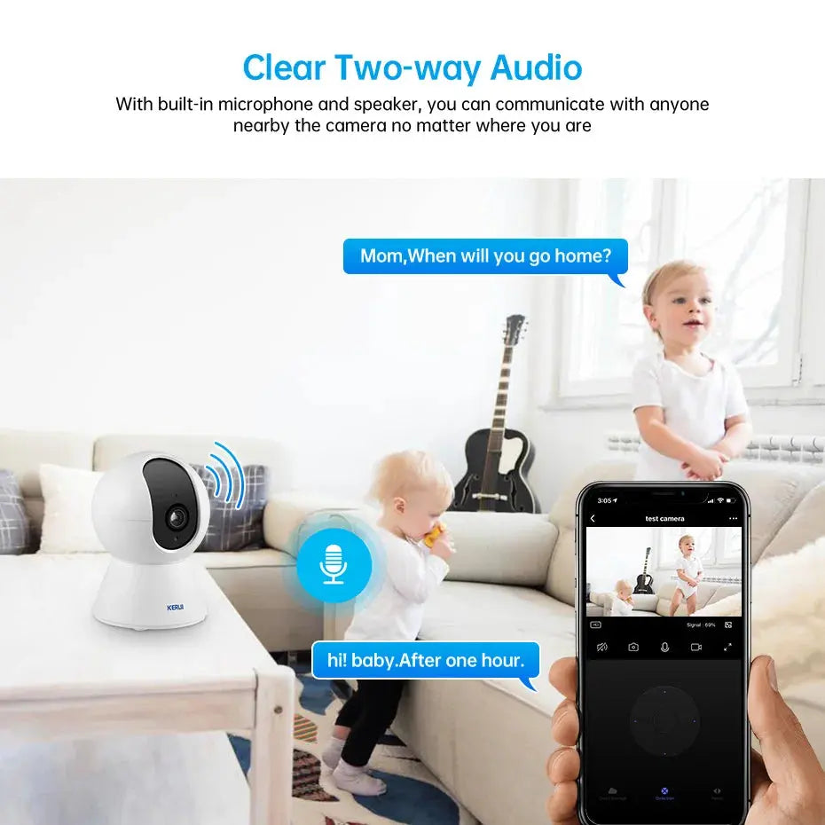 KERUI Mini Indoor Wireless 5MP Tuya Smart Wi-Fi IP Camera with Auto Tracking