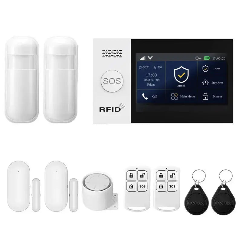 WiFi 4G Tuya Smart Life Home Security Alarm System Kit with Alexa Integration and Motion Detection Sensors