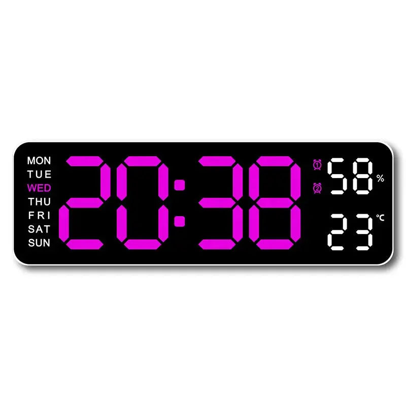 USB-Powered 9-Inch Digital Wall Clock with Temperature and Humidity Display