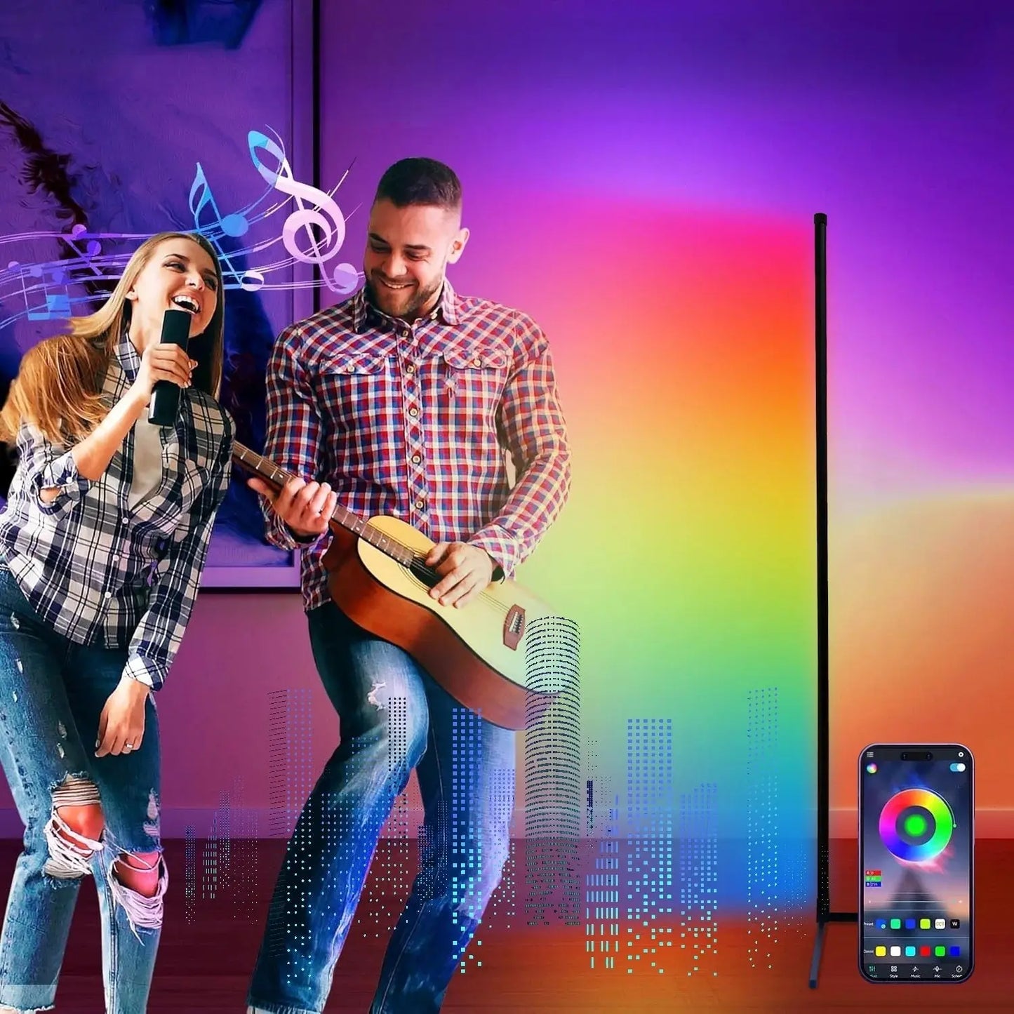 Smart RGB Floor Lamp with Music Synchronization and App Control