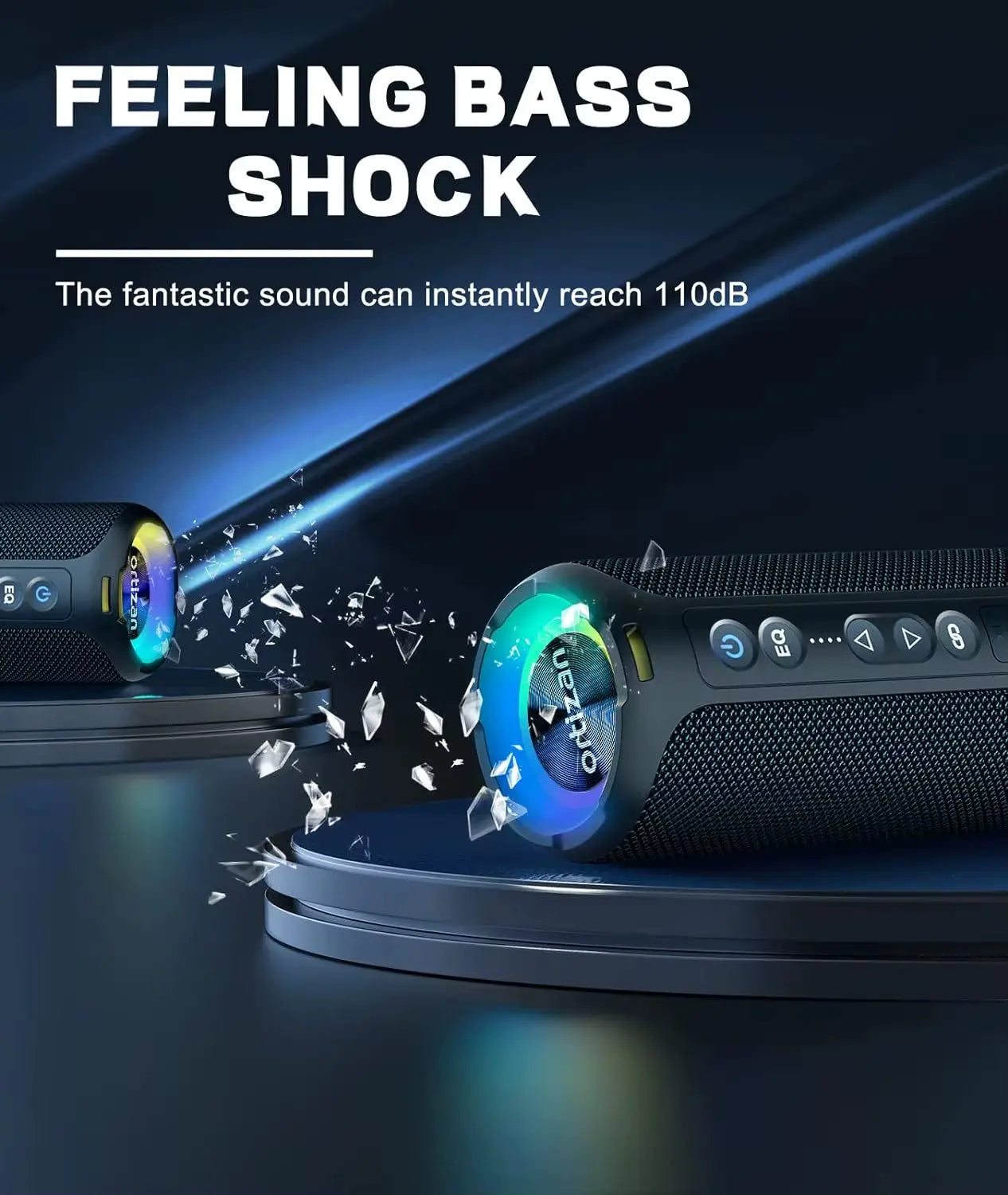 40W Portable Bluetooth Speakers with Enhanced Bass, 30-Hour Battery Life, IP7 Waterproof Rating
