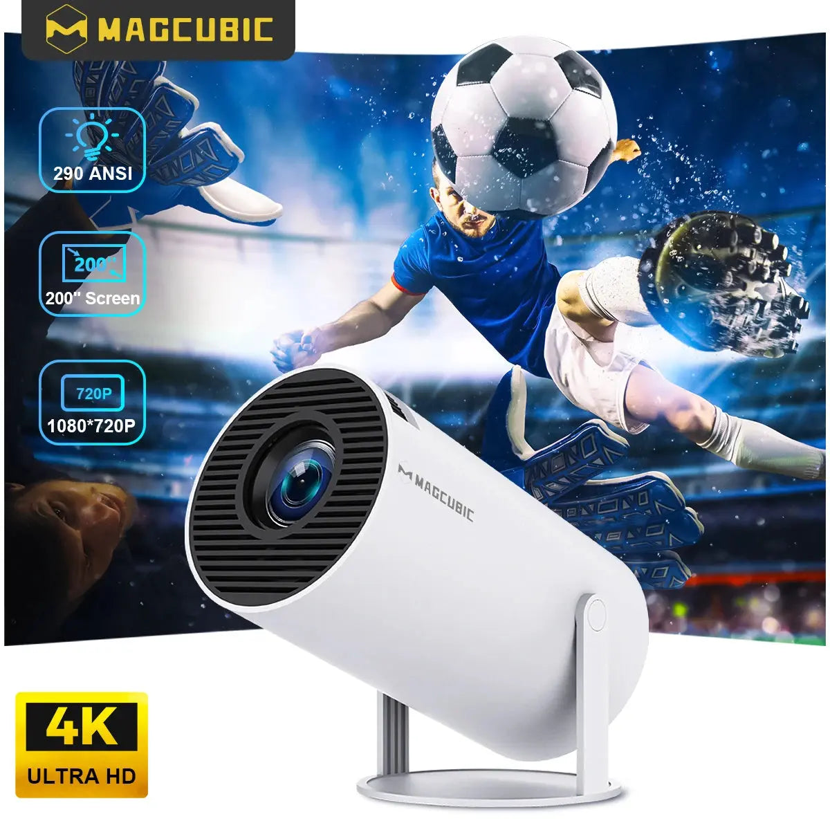 HY300 PRO 4K Projector with Android 11, Dual WiFi 6, 290 ANSI Lumens, Allwinner H713, Bluetooth 5.0, 1080P