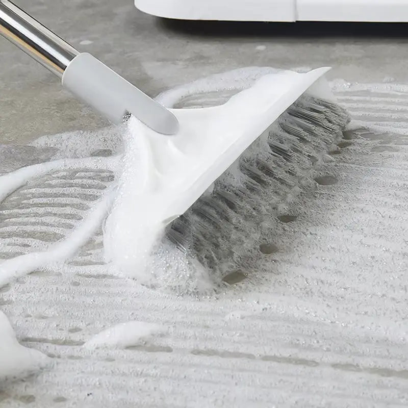 2-in-1 Rotating Floor Scrub Brush and Squeegee with Long Handle