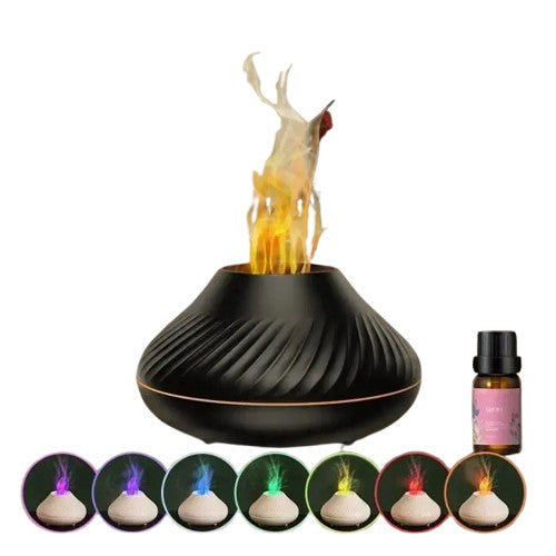 Aromatherapy Humidifier with Seven-Color Gradient Night Light and Flame Simulation