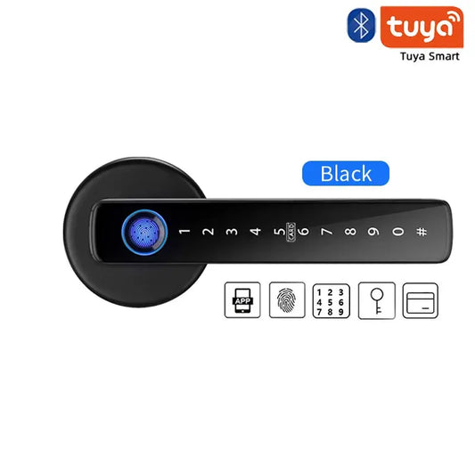 M5 Tuya BLE Fingerprint Electronic Door Lock with Password, Key, IC Card, and Smartlife/Tuya App Unlocking