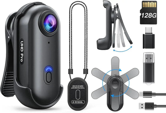 W4 Mini Body Camera - 1080P HD, 128GB Storage, 2 Hours Recording