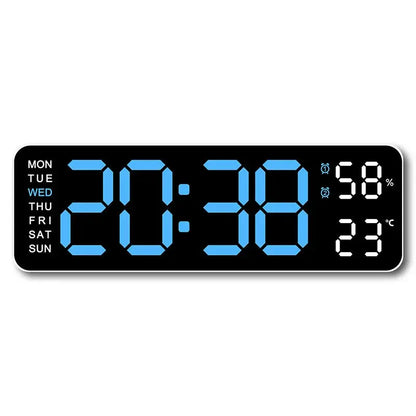 USB-Powered 9-Inch Digital Wall Clock with Temperature and Humidity Display