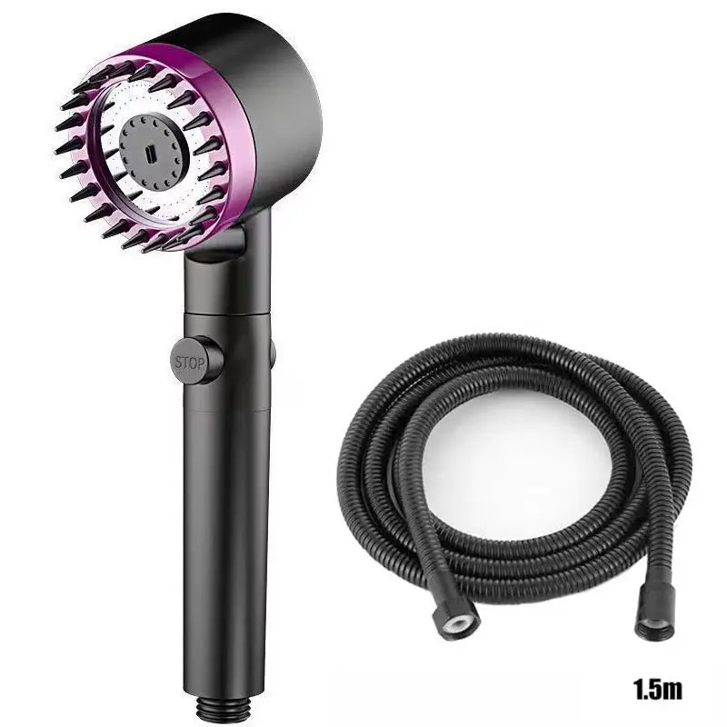 Three-Speed Adjustable Portable Showerhead with Massage Feature and Filter