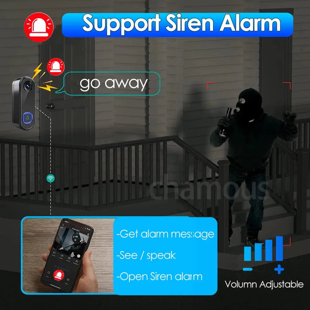 TUYA Wireless Outdoor Video Doorbell Camera with 1080P Resolution