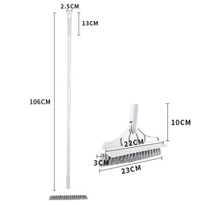 2-in-1 Rotating Floor Scrub Brush and Squeegee with Long Handle