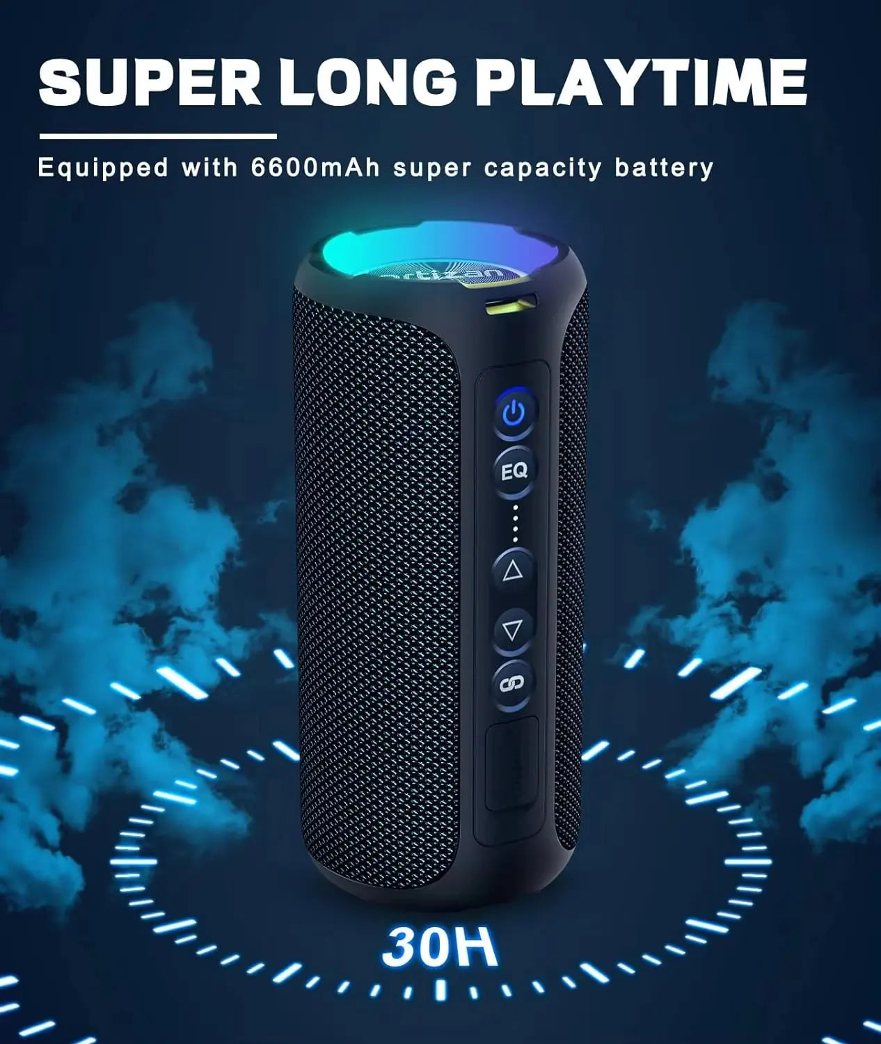 40W Portable Bluetooth Speakers with Enhanced Bass, 30-Hour Battery Life, IP7 Waterproof Rating