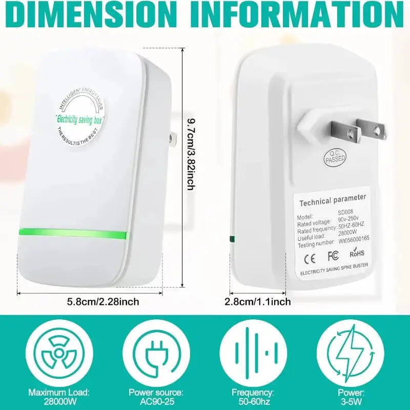 2025 Intelligent Power Saver: High-Efficiency Home Energy-Saving Device with US/EU Plug (90V-250V)
