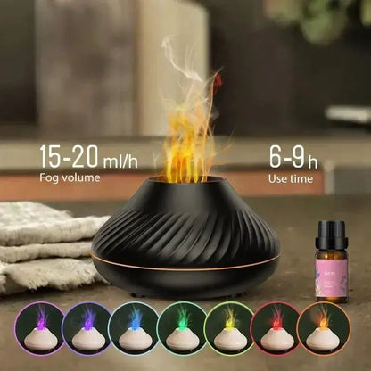 Aromatherapy Humidifier with Seven-Color Gradient Night Light and Flame Simulation