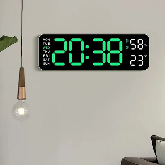 USB-Powered 9-Inch Digital Wall Clock with Temperature and Humidity Display